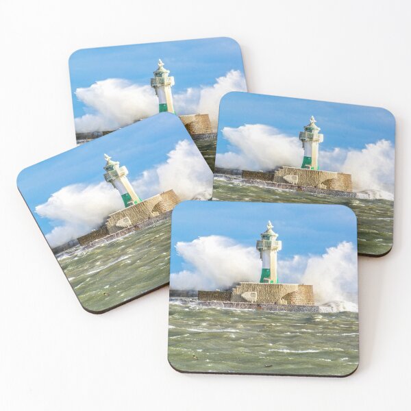 Item preview, Winter storm wave breaking over a lighthouse  designed and sold by Michael Brewer.