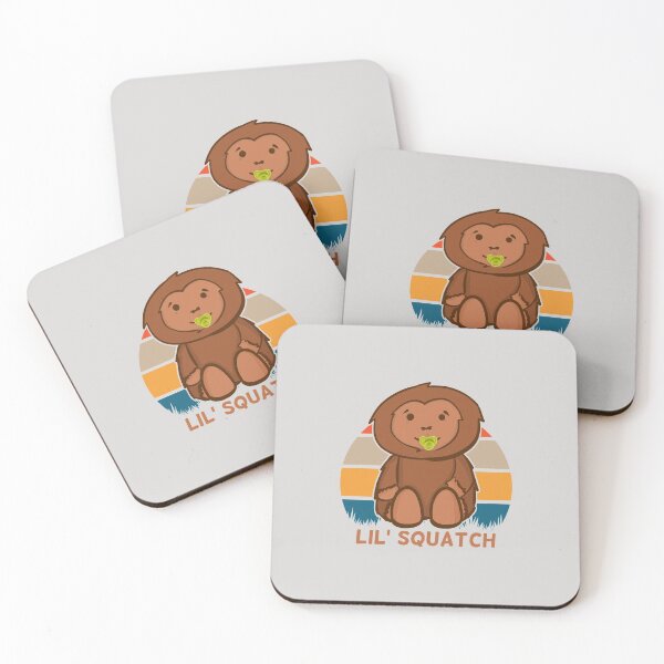 Item preview, Cute yeti baby bigfoot cartoon with pacifier retro sunset, little squatch seamless pattern designed and sold by portrait4you.