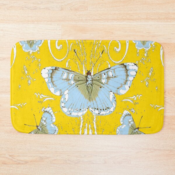 Item preview,  MUSTARD COLOR ART BLUE-WHITE BUTTERFLY ABSTRACT designed and sold by sharlesart.