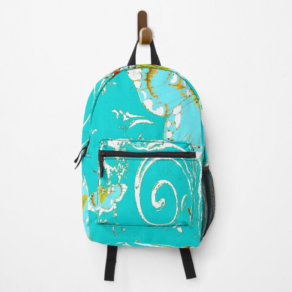 Item preview, BLUE-WHITE BUTTERFLY ON ABSTRACT TURQUOISE COLOR designed and sold by sharlesart.
