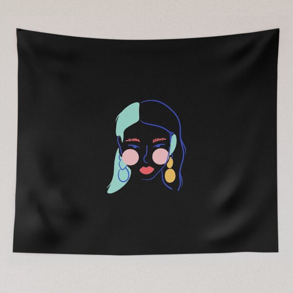 Item preview, stylized line head of a woman with red lips designed and sold by lhousshop.