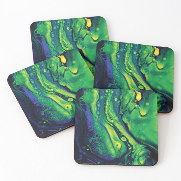 Item preview, Marble Swirls of Green, Blue and Black Abstract Pattern designed and sold by Alicia Chee.