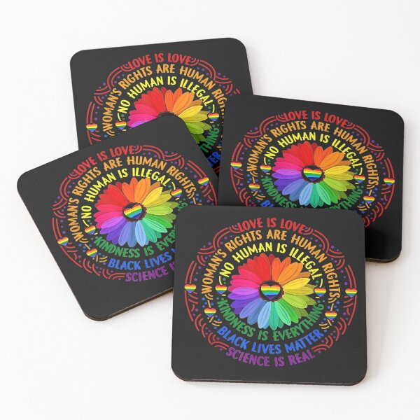 DIVERSITY: ALL LIVES MATTER WOMEN, MEN, BLACK, WHITE, BROWN, GAY, STRAIGHT Coasters (Set of 4)