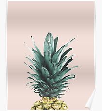 Pineapple on pink, Pineapple top, Minimal Poster