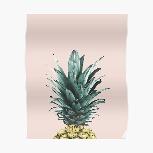 Pineapple on pink, Pineapple top, Minimal Poster