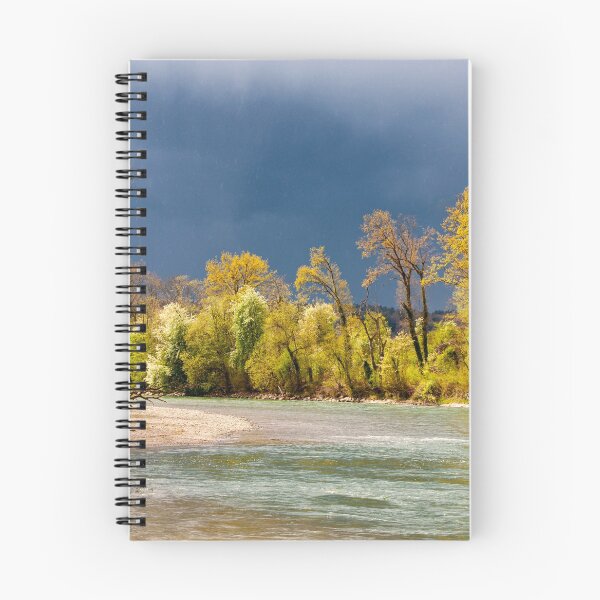 Item preview, Spot of sunlight against a dark sky on a river in Switzerland designed and sold by Michael Brewer.