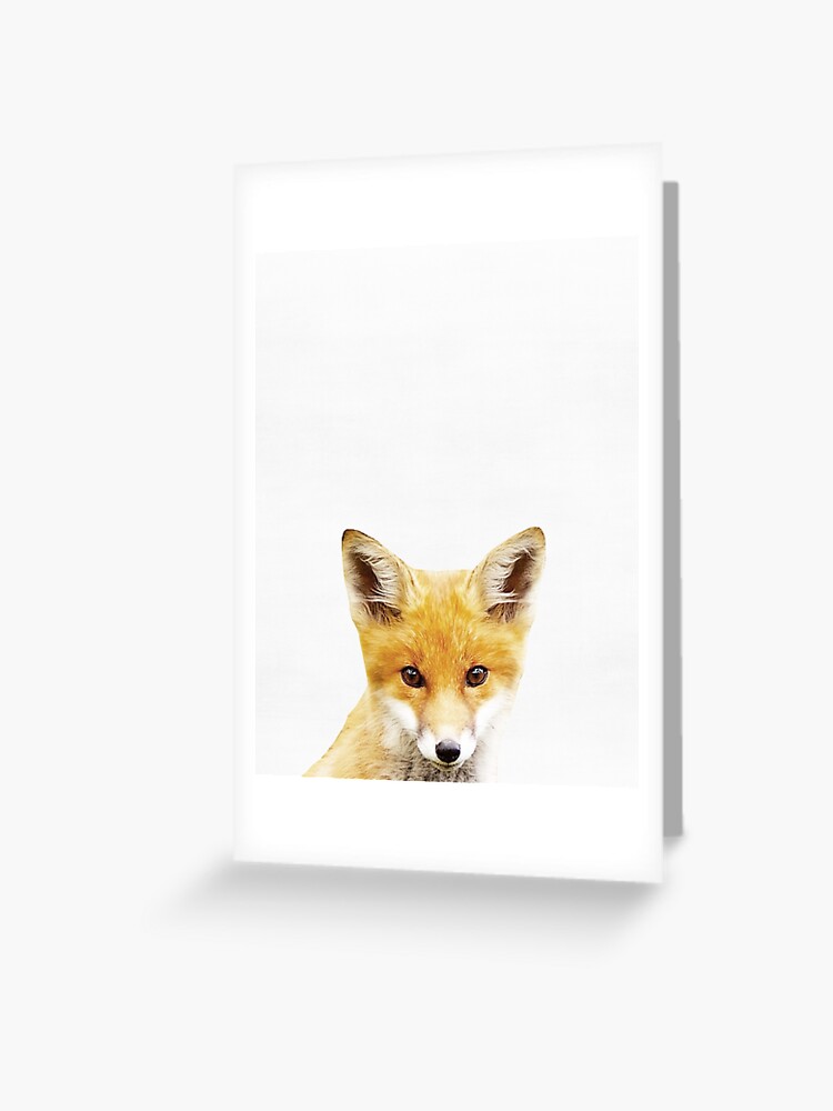 Baby Fox Print Nursery Animal Kids Room Minimalist Modern Art Wall Art Woodland Greeting Card By Juliaemelian Redbubble