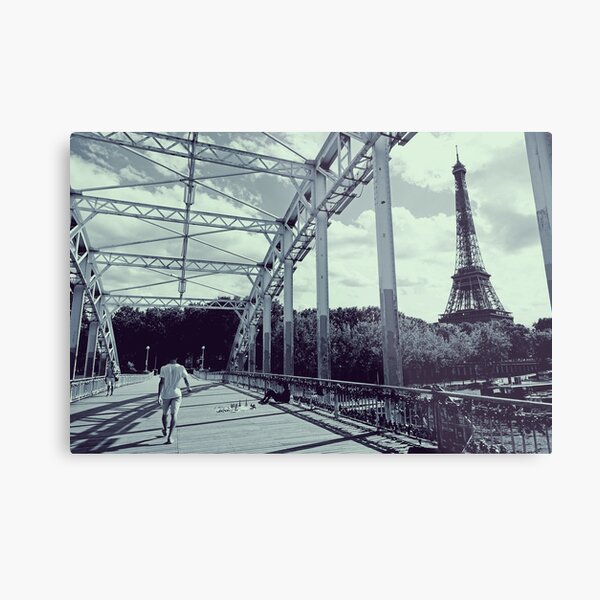 Item preview, Pedestrian Bridge in Paris in Monochrome - Urban Photography in France designed and sold by CarolinaReina.