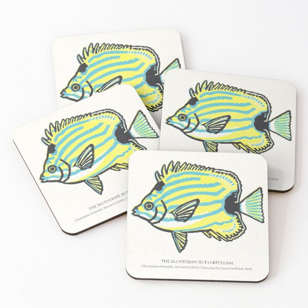 Item preview, Chaetodon fremblii - Bluestripe Butterflyfish designed and sold by softbiology.