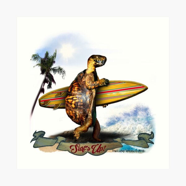 Surfing Turtle - Surf's Up! Art Print