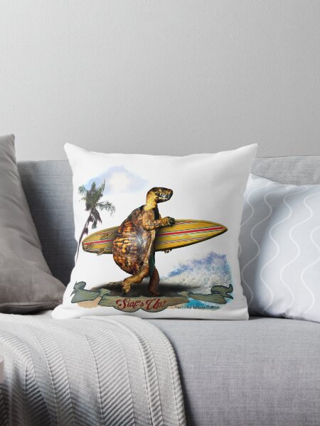 Surfing Turtle - Surf's Up! Throw Pillow