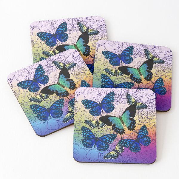 Item preview, Bright Blue Butterflies on Jewel Colored Peony Background designed and sold by FringyGingy.