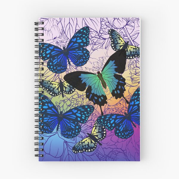 Item preview, Bright Blue Butterflies on Jewel Colored Peony Background designed and sold by FringyGingy.