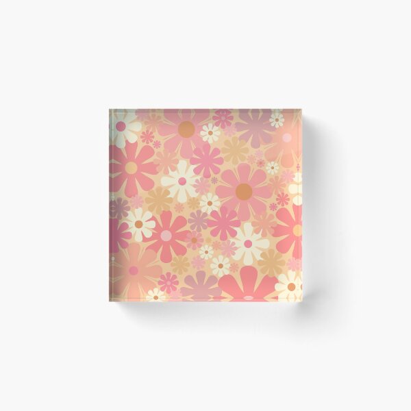 Item preview, Vintage Floral Pattern in Pink and Yellow Tones - Pastel Pink Flowers, 60s and 70s Style designed and sold by kierkegaard.
