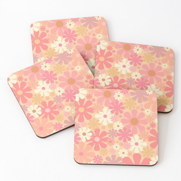 Item preview, Vintage Floral Pattern in Pink and Yellow Tones - Pastel Pink Flowers, 60s and 70s Style designed and sold by kierkegaard.