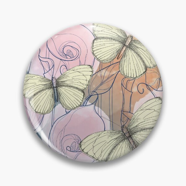 Artikelvorschau, Pastellgelbe Schmetterlinge mit rosa Aquarell-Kala-Lilien entworfen und verkauft von FringyGingy.