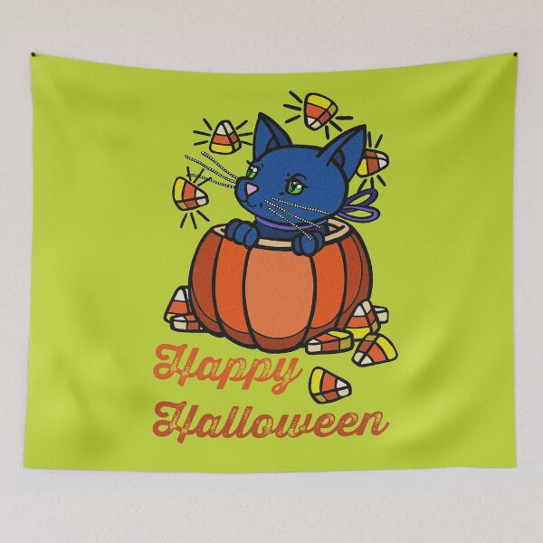 Item preview, Cat and Pumpkin / Happy Halloween designed and sold by sandpiperstudio.