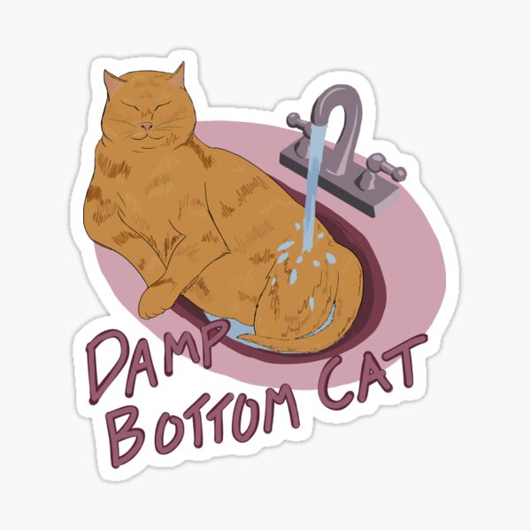 Damp Bottom Cat Orange Sticker