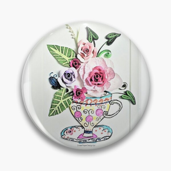 Item preview, Printed Paper quilling Art/Original Art by Hyunah Yi/Tea cup flower art/Mother/Anniversary/Birthday/gift/daisy flower/kitchen wall art designed and sold by Sweetpaperdesignsol Hyunah Yi.