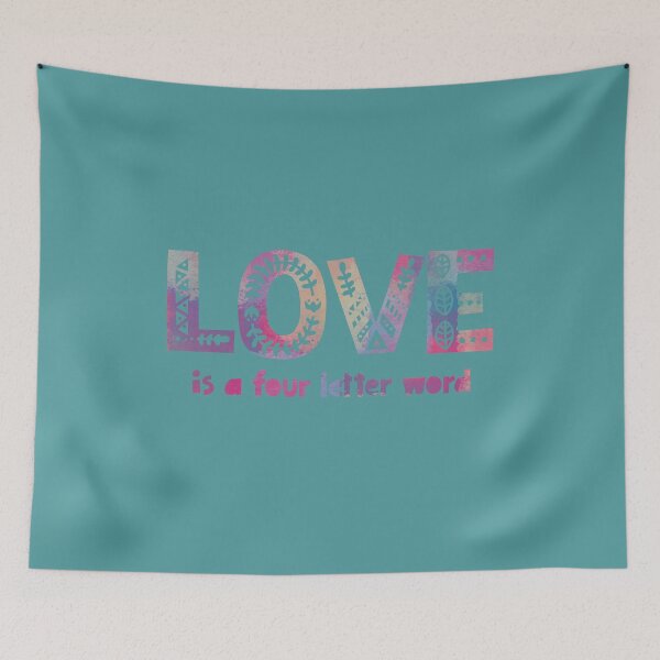 Item preview, Love is a four letter word pastel patchwork fun fact designed and sold by AMSonArt.