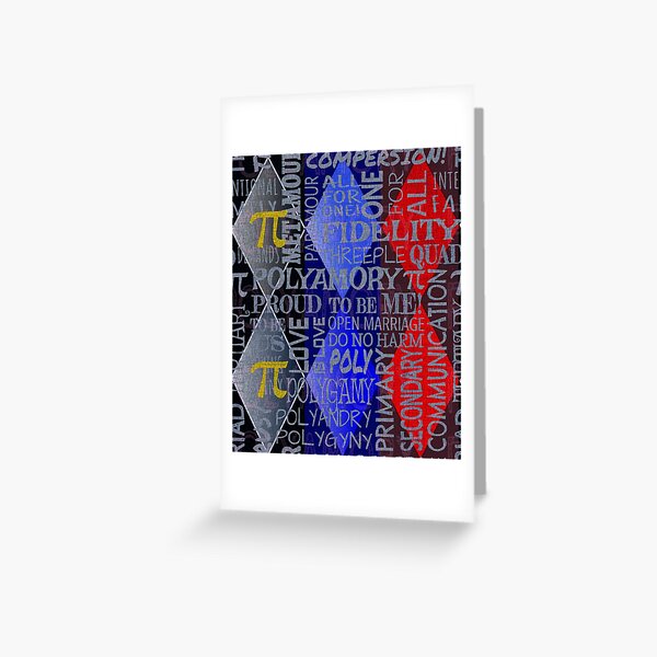 Polyamory Harlequin Argyle with Subway Style Phrases Greeting Card