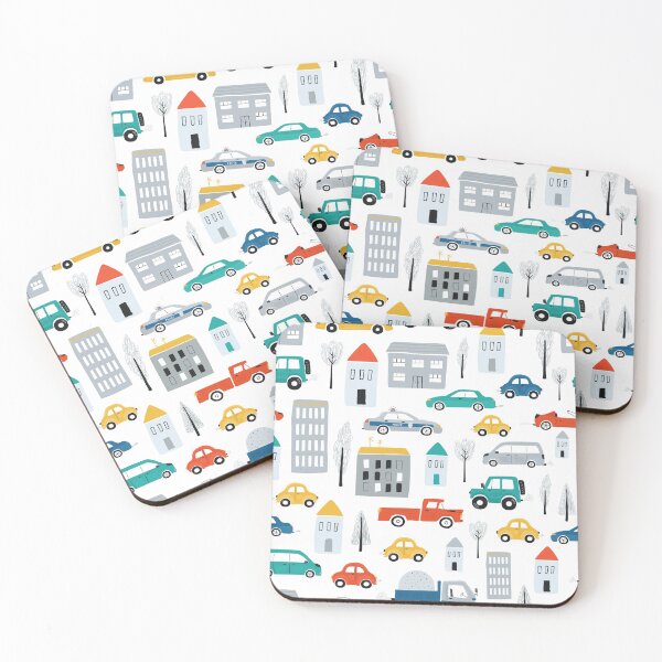 Item preview, Cute children's  pattern with cars, road, houses in a cartoon style designed and sold by della95.