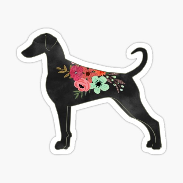 Doberman Pinscher Natural Dog Breed Bohemian Floral Silhouette Sticker