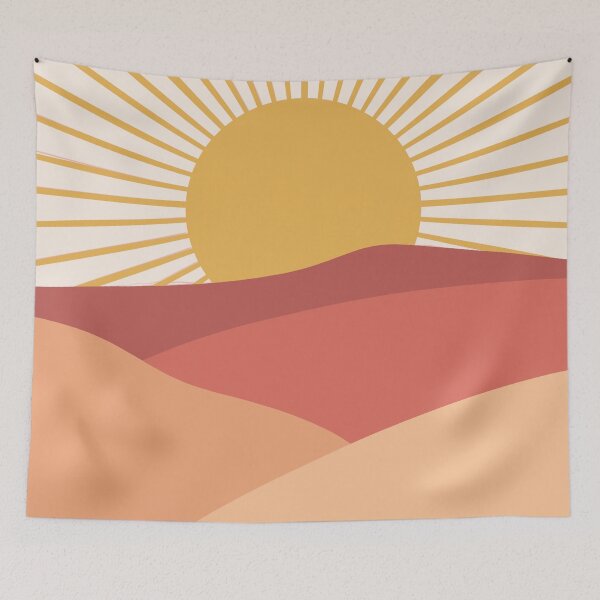 Item preview, Boho minimal landscape Sun rays mountains designed and sold by trajeado14.
