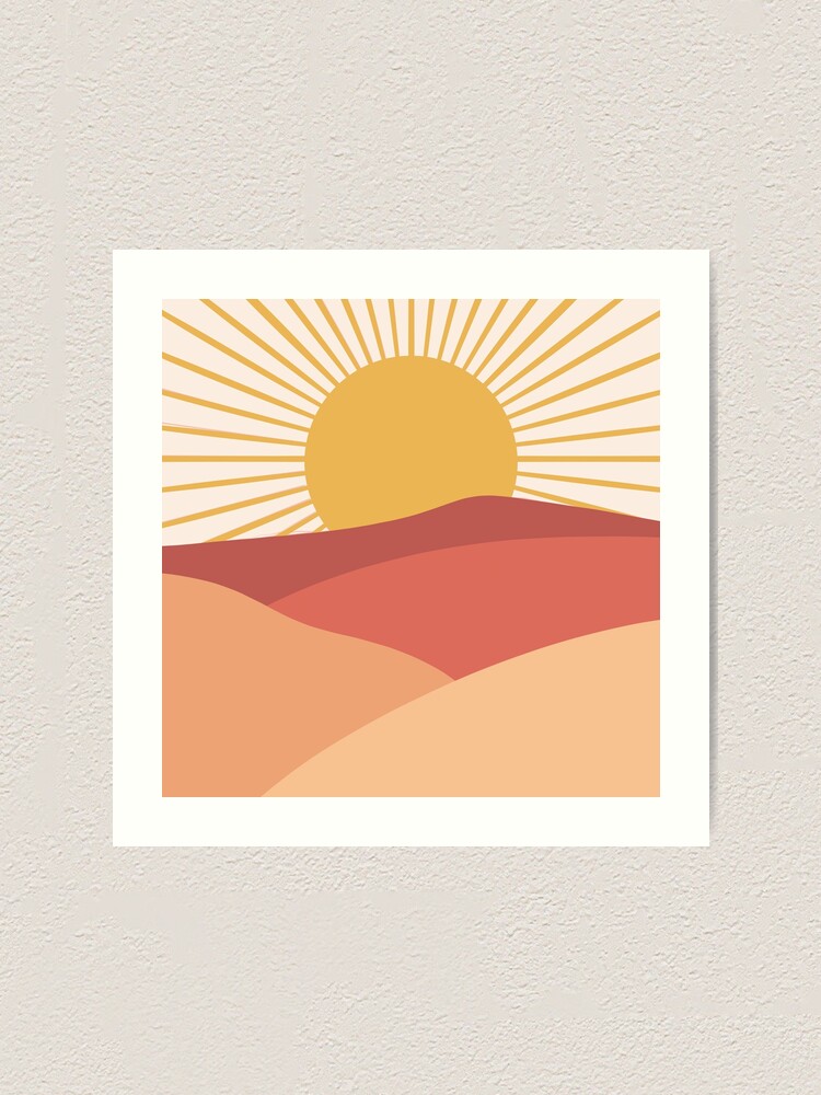 Boho Sunset T-shirt Minimalist Landscape Abstract Mountain 