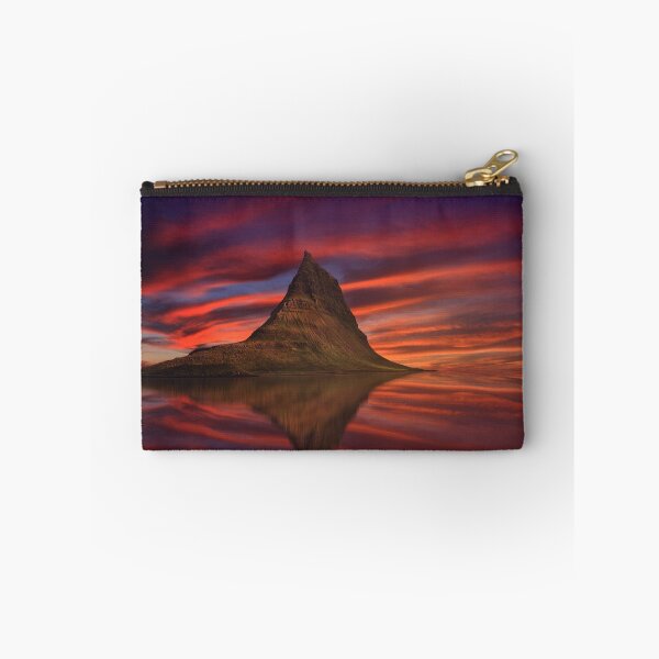 Item preview, Kirkjufell, Iceland, sky with shades of red, sunset, reflective mountain designed and sold by August-E.