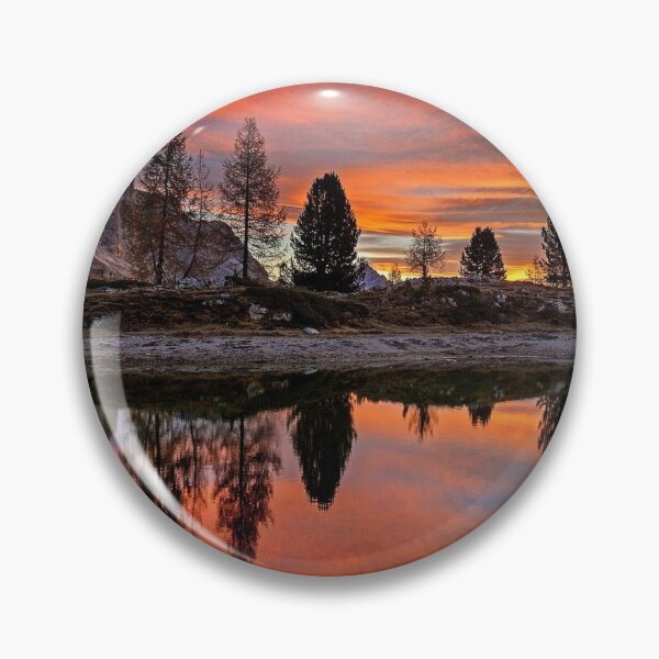 Item preview, Lago di limides, Europe, sky with shades of red, orange sunset, reflective mountain designed and sold by August-E.