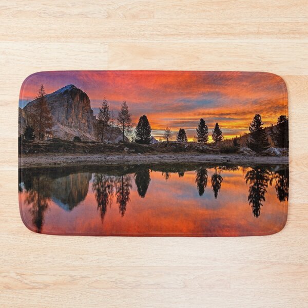 Item preview, Lago di limides, Europe, sky with shades of red, orange sunset, reflective mountain designed and sold by August-E.