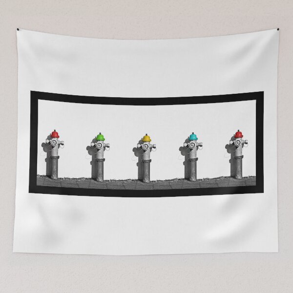 Item preview, Fire Hydrants in black and white with a pop of drop color. designed and sold by dkaranouh.