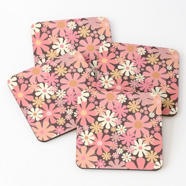 Item preview, Vintage Aesthetic Retro Floral Pattern in Blush Pink and Brown 60s 70s Style designed and sold by kierkegaard.