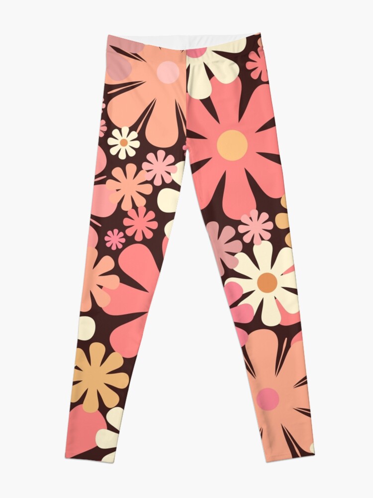 Vintage Aesthetic Retro Floral Pattern in Blush Pink and Brown 60s 70s  Style Leggings for Sale by kierkegaard