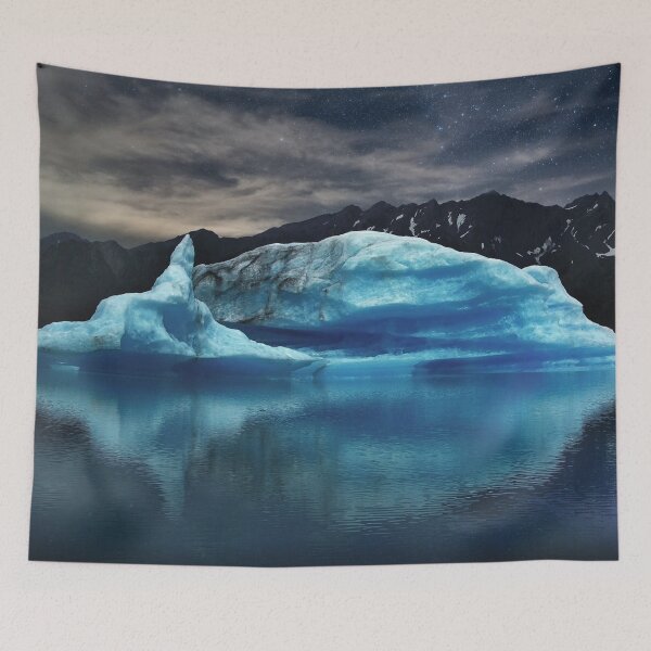 Item preview, Aurora sky dreamland snow mountains, dark midnight sky, lake, Antarctica landscape designed and sold by August-E.