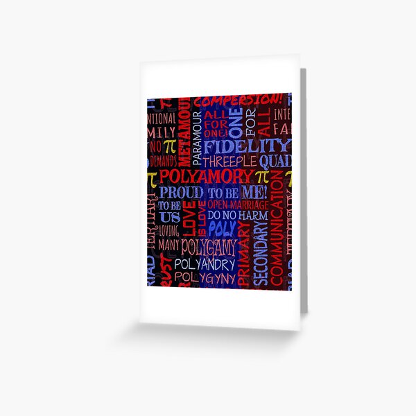 Polyamory Affirmation -- Subway Style Phrases in Polyamorous Flag Colors Greeting Card