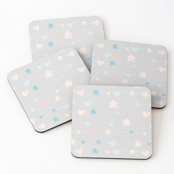 Item preview, Gray Soft, Pastel Meeple Heart Pattern for Board Game Lovers designed and sold by BeamGeeks.