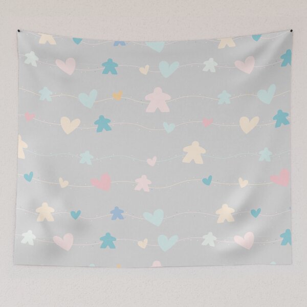 Item preview, Gray Soft, Pastel Meeple Heart Pattern for Board Game Lovers designed and sold by BeamGeeks.