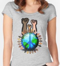Unity And Peace - Raised Fists! Women's Fitted Scoop T-Shirt