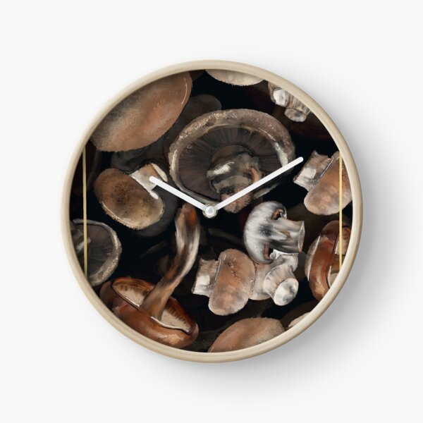 Collage de champignons communs Horloge