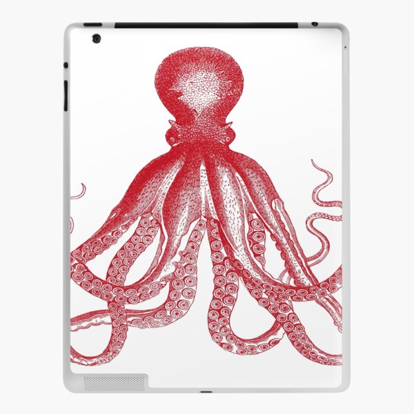 Octopus | Vintage Octopus | Tentacles | Sea Creatures | Nautical | Ocean | Sea | Beach | Red and White | iPad Skin