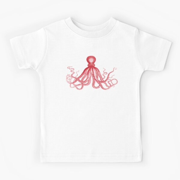 Octopus | Vintage Octopus | Tentacles | Sea Creatures | Nautical | Ocean | Sea | Beach | Red and White |  Kids T-Shirt