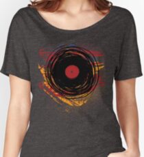 Vinyl Record Retro Grunge with Paint and Scratches - Music DJ! Women's Relaxed Fit T-Shirt
