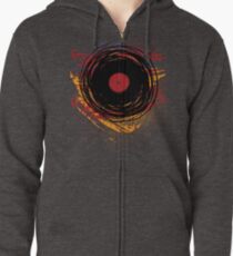 Vinyl Record Retro Grunge with Paint and Scratches - Music DJ! Zipped Hoodie