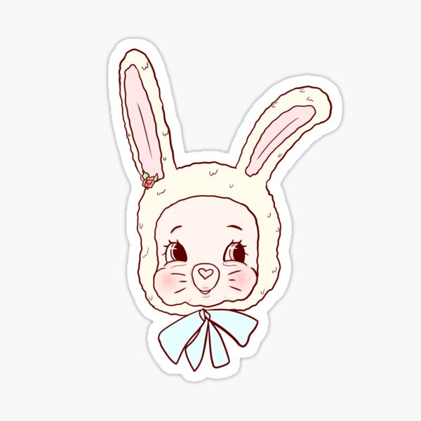 Kawaii Cotton Candy Frog and Bunny Aesthetic 2 Sticker 