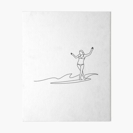 One Line Surfer Art Board Prints Redbubble