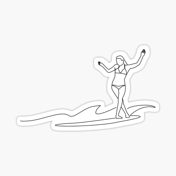 One Line Surfer Stickers Redbubble