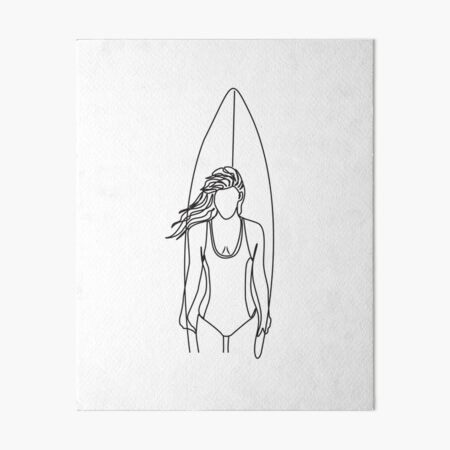 One Line Surfer Art Board Prints Redbubble