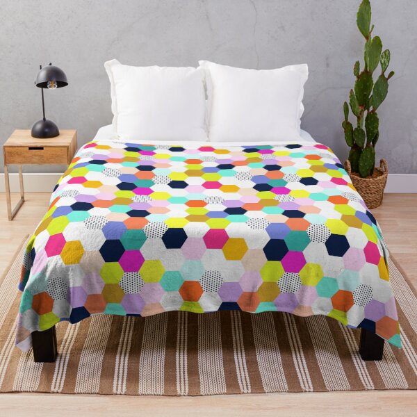 Item preview, Color Rainbow Hexagon Wholecloth Cheater quilt  designed and sold by The Artwerks.